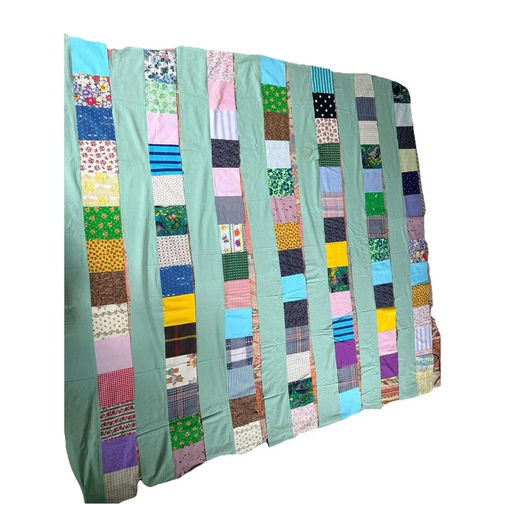 Lot x13 pieces Vintage Unfinished Quilt Tops Cotton Retro Various Sizes Charity